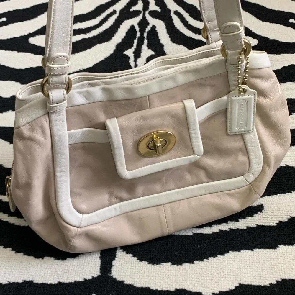 COACH Cricket Putty & White Leather 13601 Shoulder Bag - Picture 5 of 16